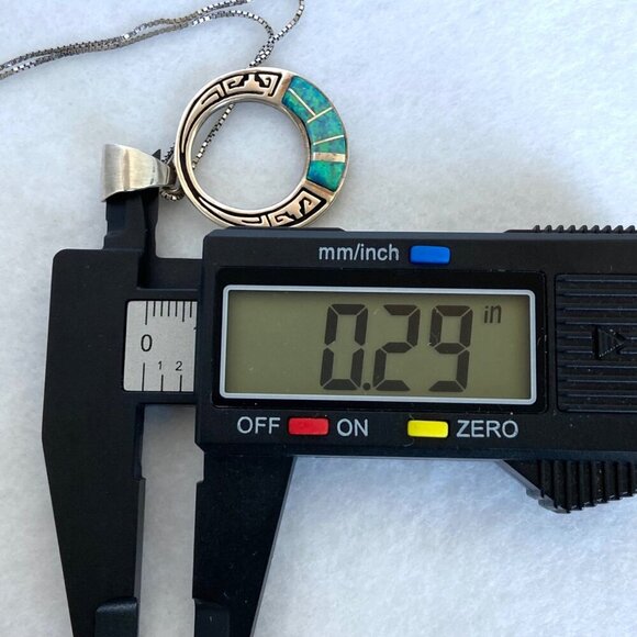 VTG Sterling Silver 925 Navajo Opal Inlay Southwest Style Pendant Necklace 18" - Picture 11 of 16